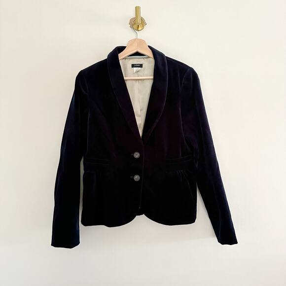 J. Crew Eden Velvet Single-Breasted Lined Blazer Black 8 - Picture 1 of 7